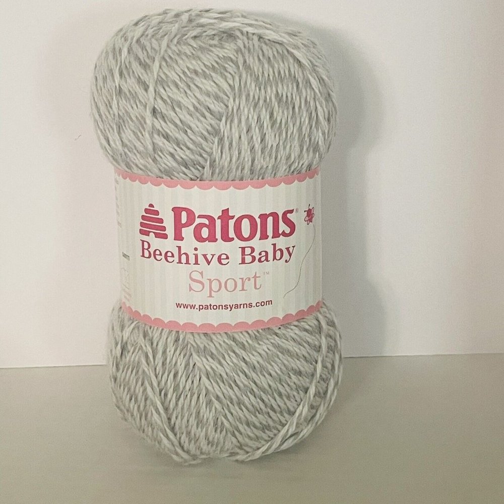 Patons Beehive Baby Sport Yarn Baby Grey Marl Skein 3.5 Oz 359 Yards NEW
